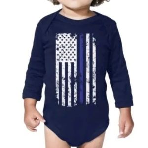 Baby One-Piece Bodysuit Blue Line Flag